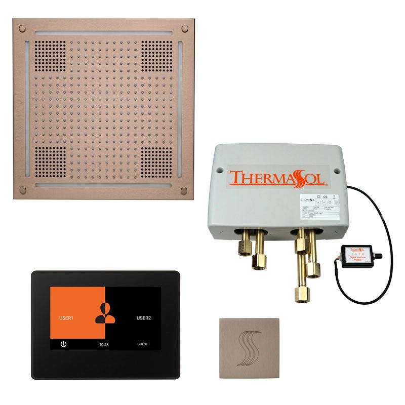 ThermaSol Total Wellness Hydrovive Package with 7" ThermaTouch and Square | TWPH7S - Finish: Satin Nickel