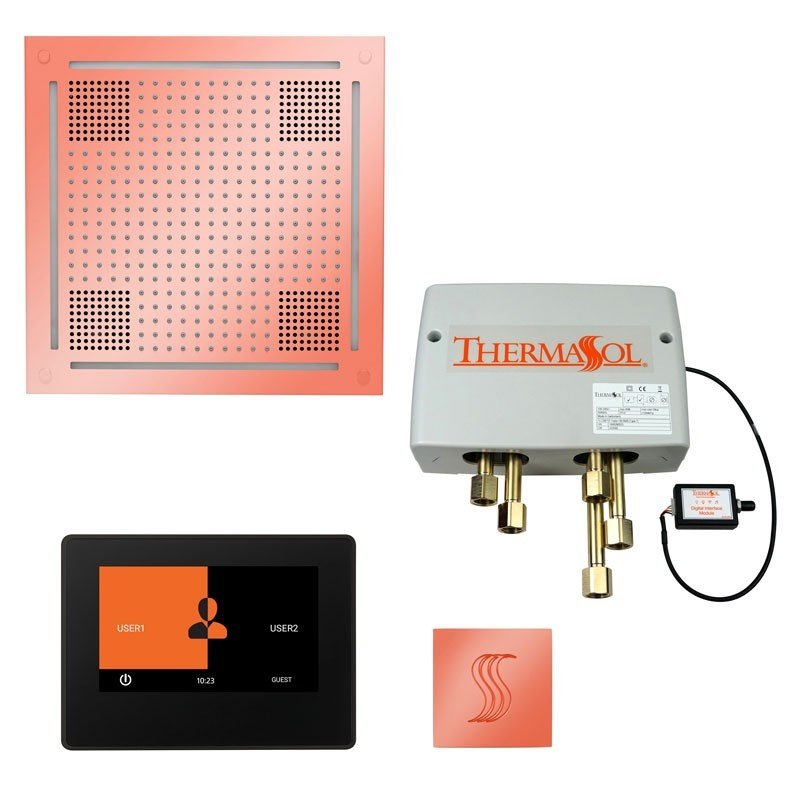 Thermasol Total Wellness Hydrovive14 Package with 7" ThermaTouch and Square | TWPH147S - Finish: Copper