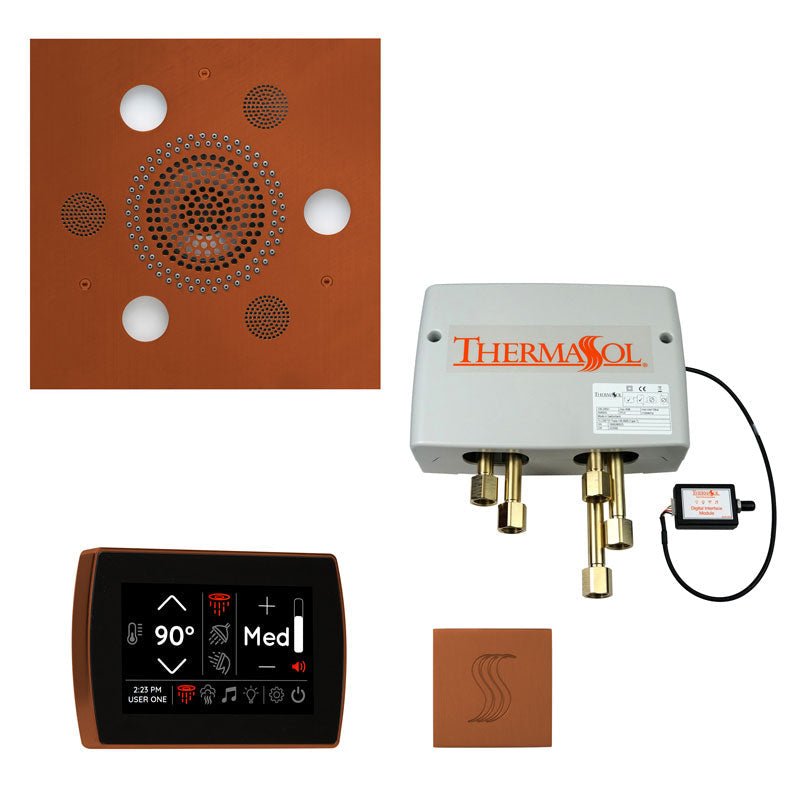 Thermasol Total Wellness Package Hydrovive with SignaTouch Square | TWPHSS - Finish: Antique Brass