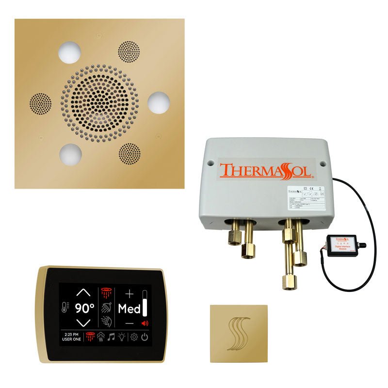 Thermasol Total Wellness Package Hydrovive with SignaTouch Square | TWPHSS - Finish: Polished Brass