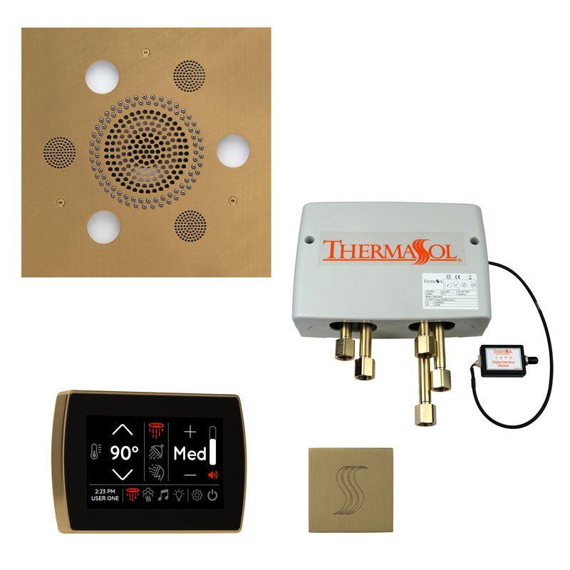 Thermasol Total Wellness Package Hydrovive with SignaTouch Square | TWPHSS - Finish: Satin Brass