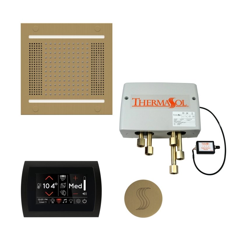 Thermasol Total Wellness Package Hydrovive14 with SignaTouch Round | TWPH14SR - Finish: Satin Brass