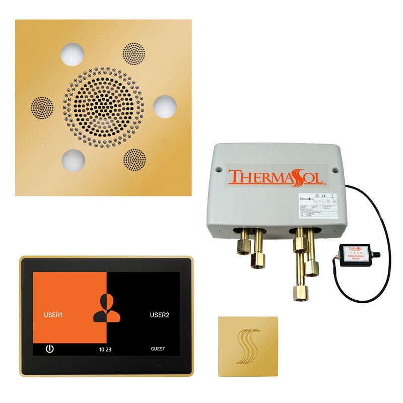 Thermasol Total Wellness Package with 10" ThermaTouch Trim Upgraded Square | TWP10US - Finish: Polished Gold