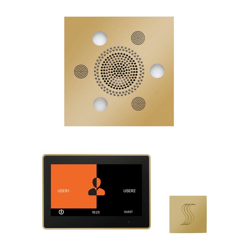 Thermasol Wellness Steam Package with 10" ThermaTouch Square | WSTP10S - Finish: Polished Brass