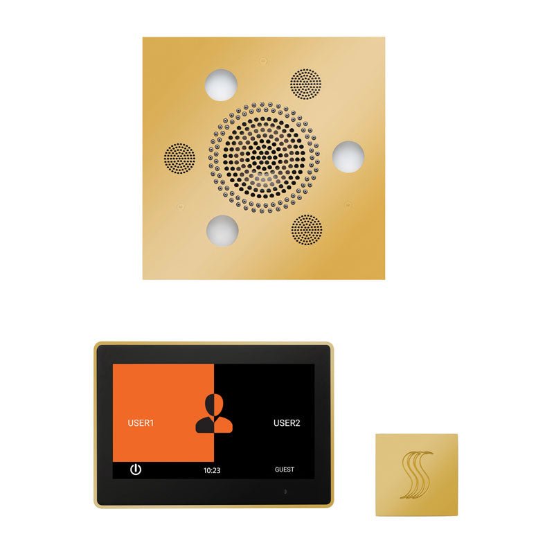 Thermasol Wellness Steam Package with 10" ThermaTouch Square | WSTP10S - Finish: Polished Gold