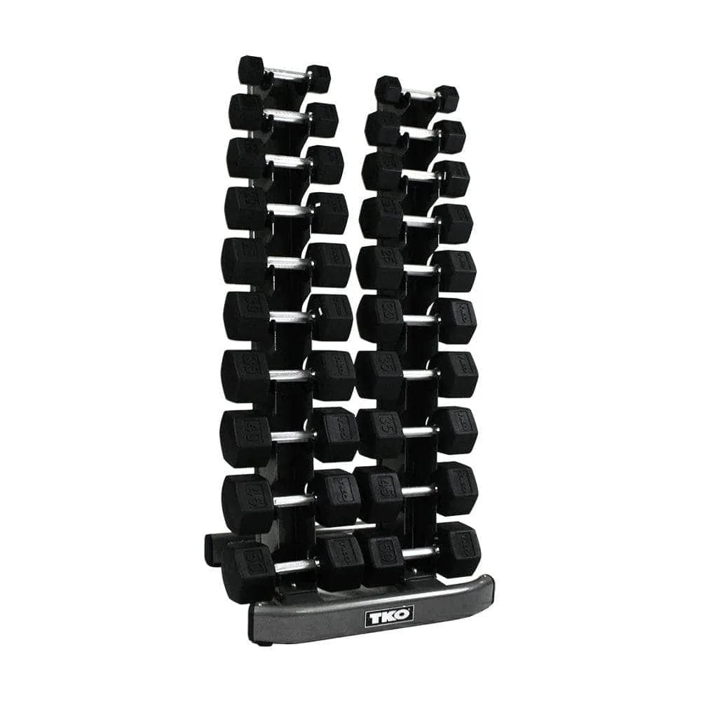 TKO 10 Pair Vertical Dumbbell Rack - bunch of dumbellls on a rack 