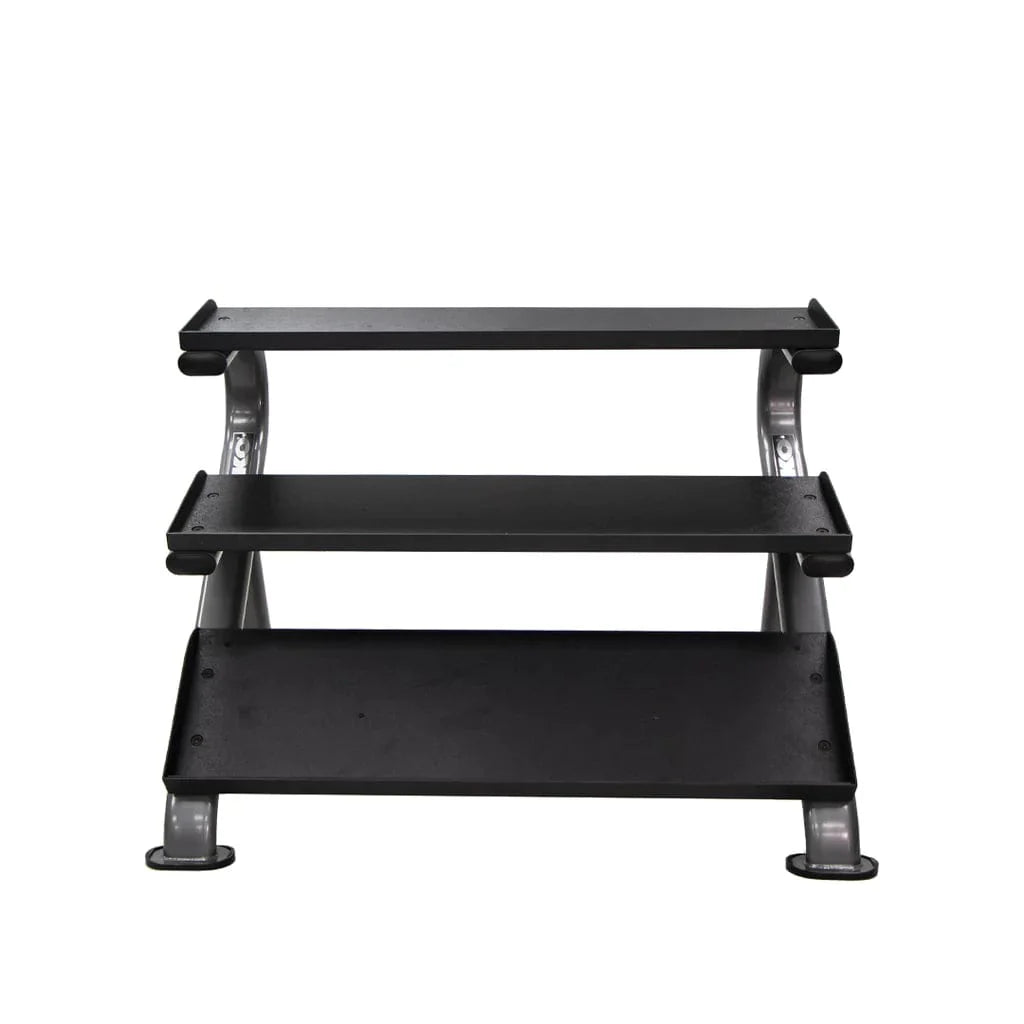 TKO 3 Tier Commercial Dumbbell Rack 890HDR - front view of the 3-tier rack