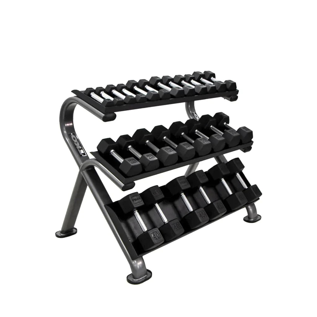 TKO 3 Tier Commercial Dumbbell Rack 890HDR - side view of the rack