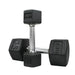 TKO Dumbbell Set with 8 Pair Vertical Dumbbell Rack - two dumbbell with different labels