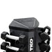 TKO Dumbbell Set with 8 Pair Vertical Dumbbell Rack - close look of the top part of the rack