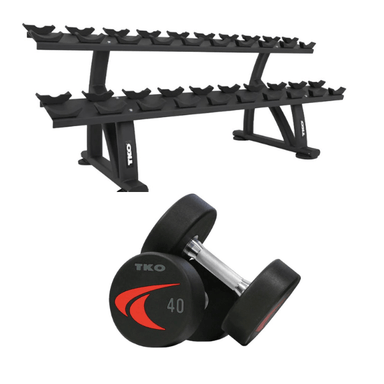 TKO Signature Round Urethane Dumbbell Set With Rack