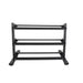 TKO Strength 3-Tier Rail Dumbbell Rack 6230-B - front view of rail dumbbell rack