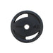 TKO Rubber Olympic Grip Plate Set 803OR - one black and metal grip plate with label of 45 lbs