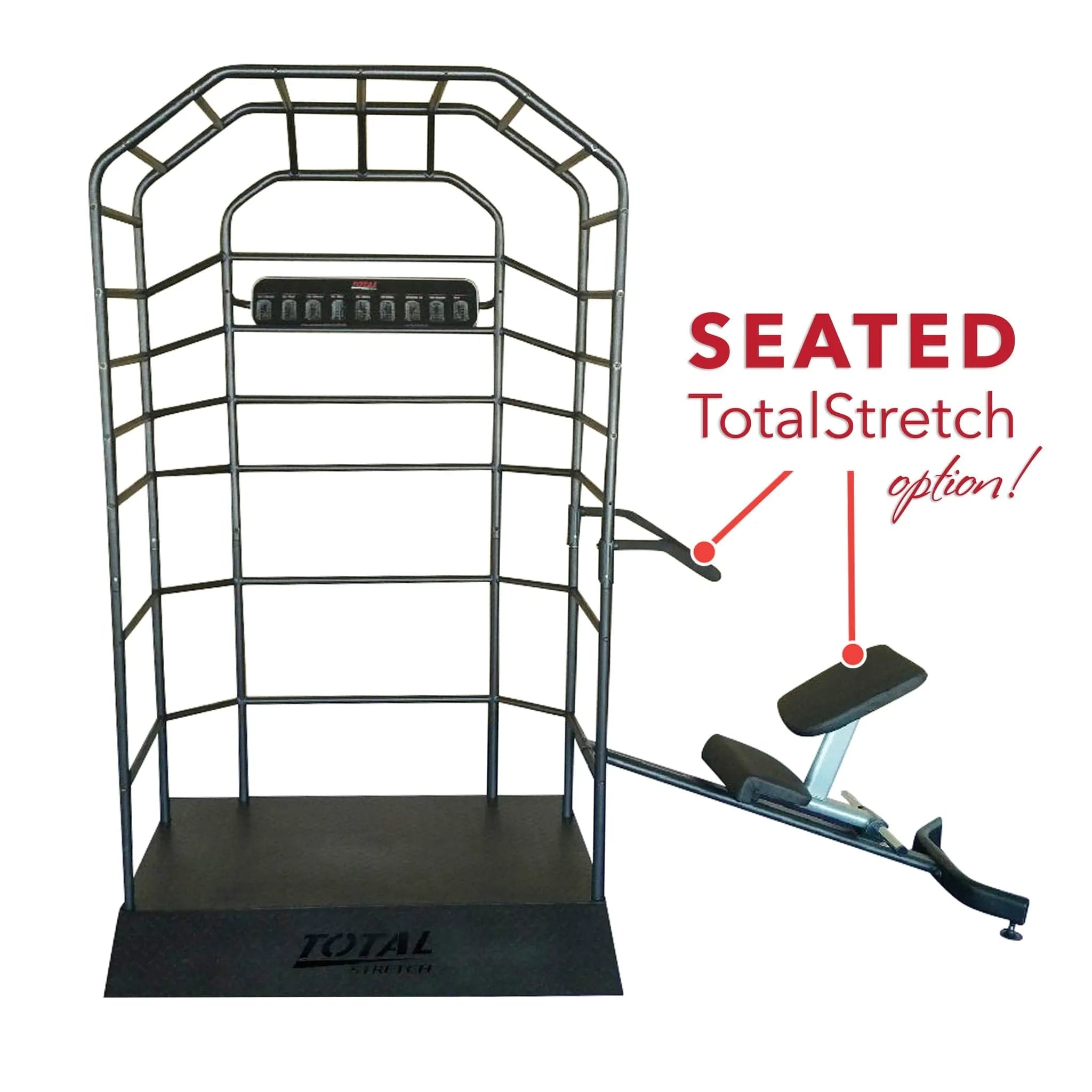 TotalStretch TS250 Commercial Stretching Cage - Front 3D view of product with seat option on the side