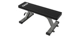 Troy Flat Bench - aerial view of flat bench including steel frame and wheels