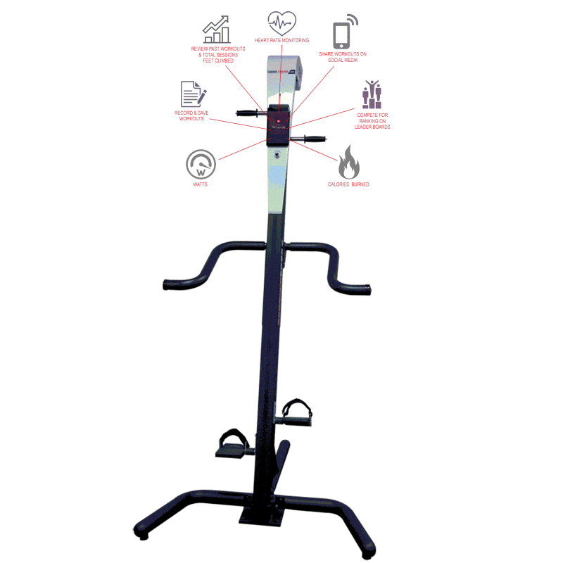 VersaClimber TSA Commercial Vertical Climber - Image of the product with features overlay