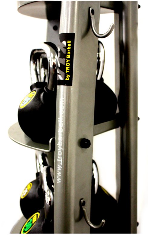 Vertical Kettlebell & Accessory Rack - side view of rack 