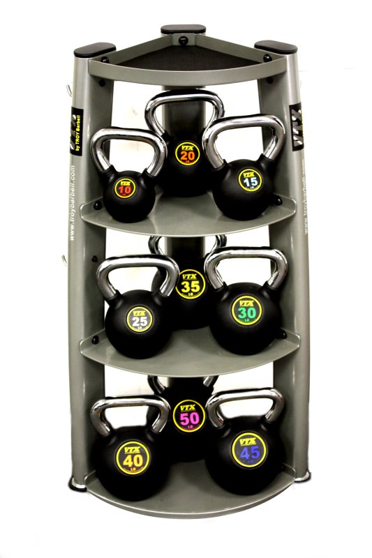 Vertical Kettlebell & Accessory Rack - rack with kettlebells displayed