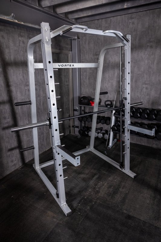 Vortex Strength SMVT1500 Commercial Smith Machine / Power Rack Combo - Side view photo of the actual product with visible logo name