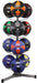 VTX Fitness Ball Rack - close up view of rack with equipment mounted