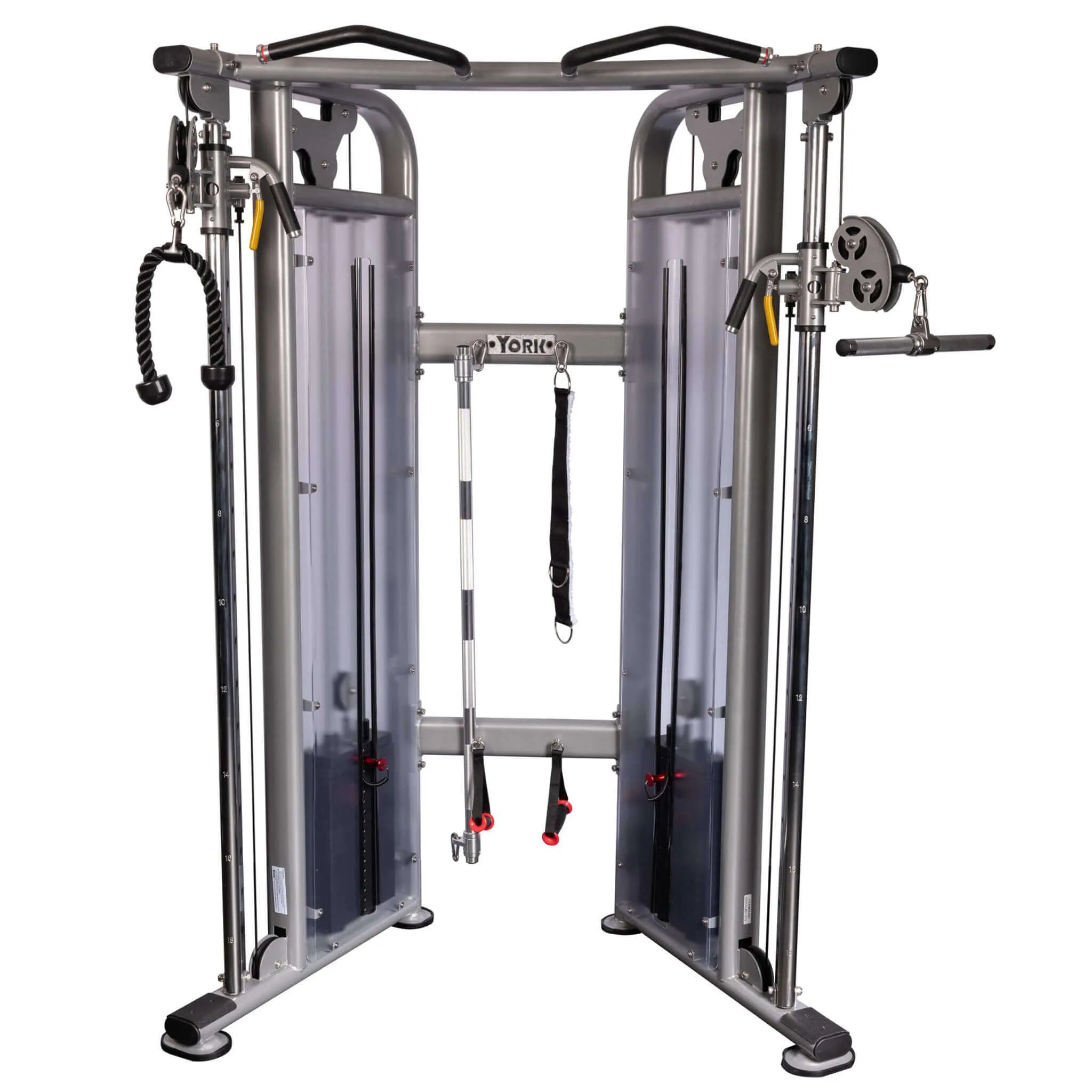 York Barbell 56001 STS Functional Trainer Machine - Front view with accessories