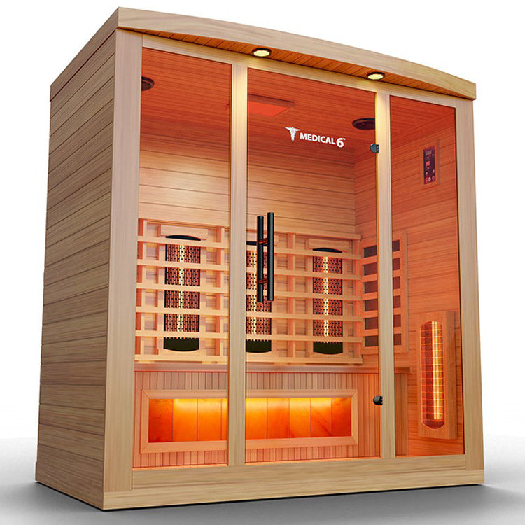 Medical 6 Infrared Sauna - wood panelling on walls