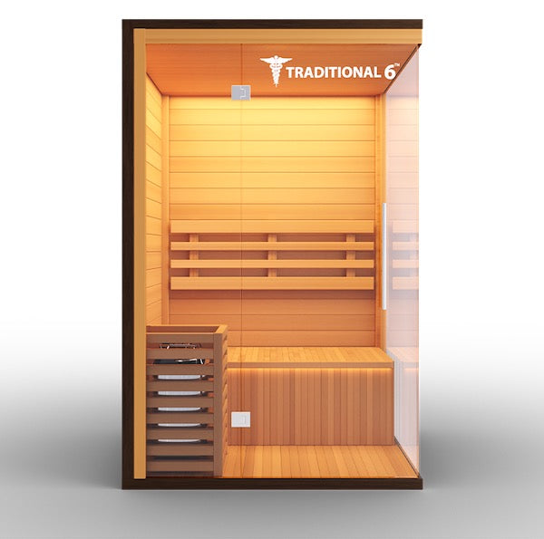 Medical 6 Traditional Sauna - wooden bench and backrest