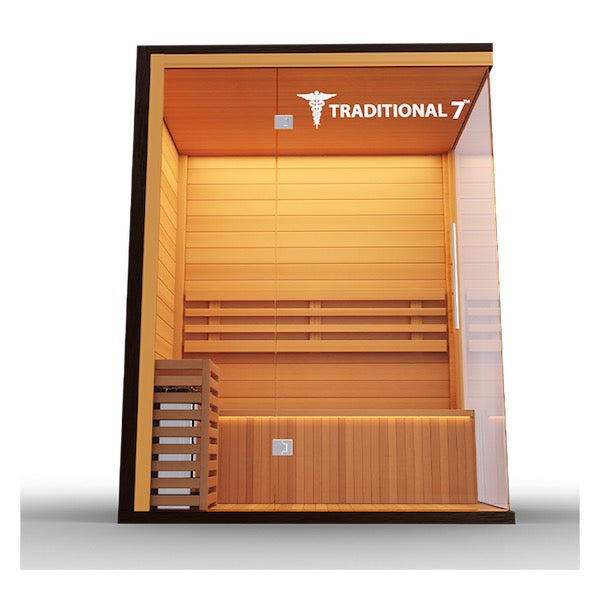 Medical 7 Traditional Sauna - glass door