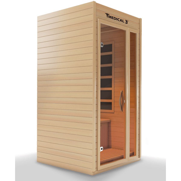 Medical 3 Infrared Sauna - wood panel walls