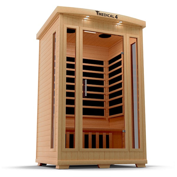 Medical 4 Infrared Sauna - glass door with wooden handle