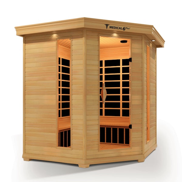 Medical 6 Plus Infrared Sauna - wooden door and backrest