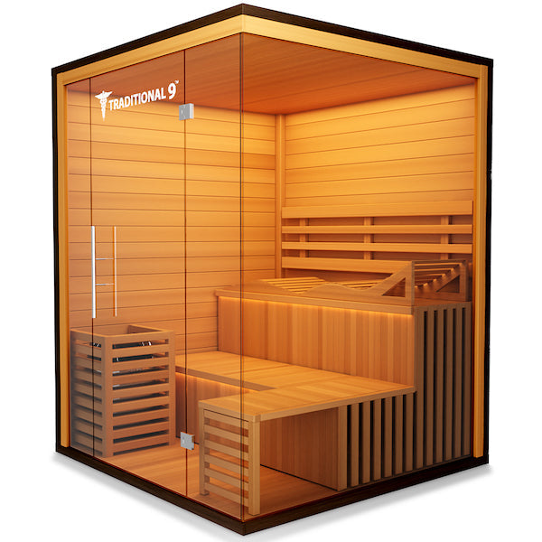 Medical 9 Plus Traditional Sauna - wooden panels on walls