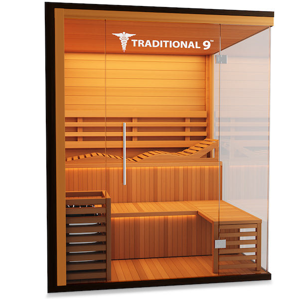 Medical 9 Plus Traditional Sauna - 2 side glass display