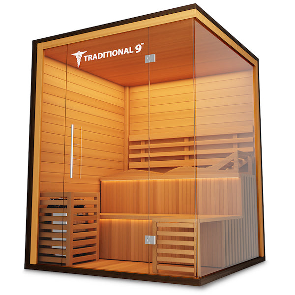 Medical 9 Plus Traditional Sauna - wooden panels on floor 