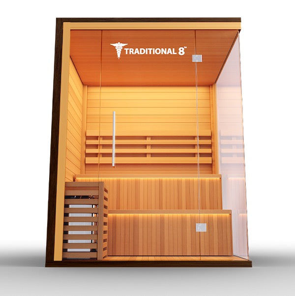 Medical 8 Plus Traditional Sauna - glass door with handle