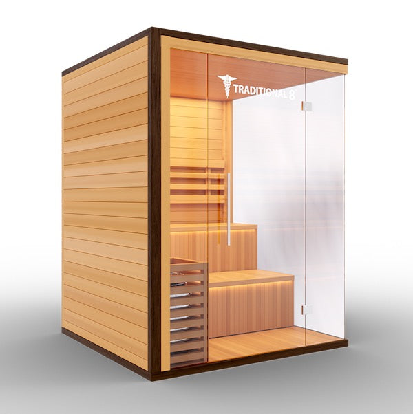 Medical 8 Plus Traditional Sauna - wood panel on walls