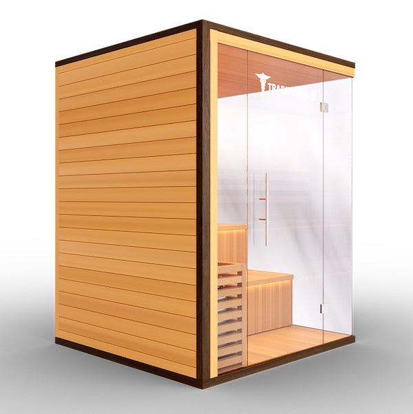 Medical 8 Plus Traditional Sauna - 2 side glass display