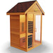 Medical Nature 6 Outdoor Infrared Sauna - Side view of wooden sauna with glass door