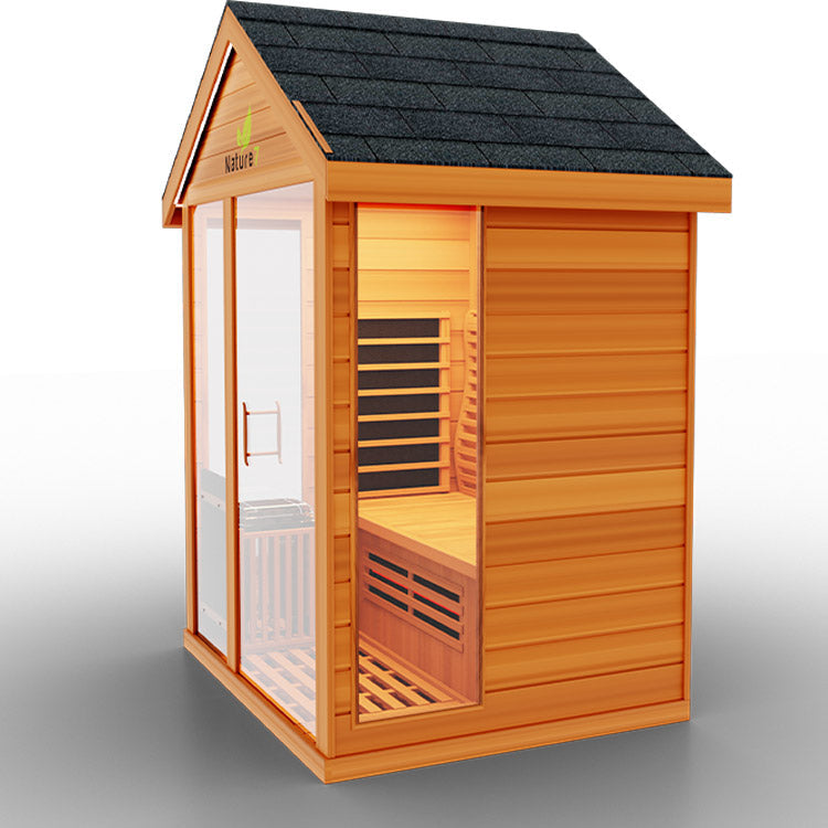 Medical Nature 7 Outdoor Infrared Sauna - Side corner view of exterior