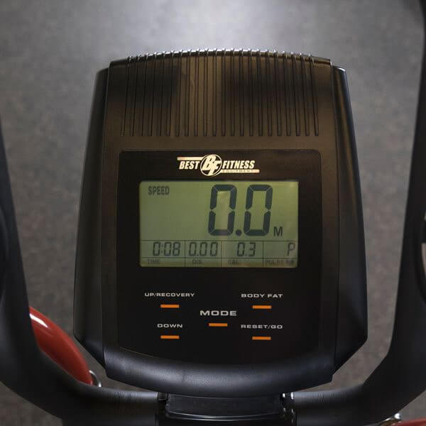 Best Fitness Cross Trainer Elliptical - monitor with labels and mode close up photo