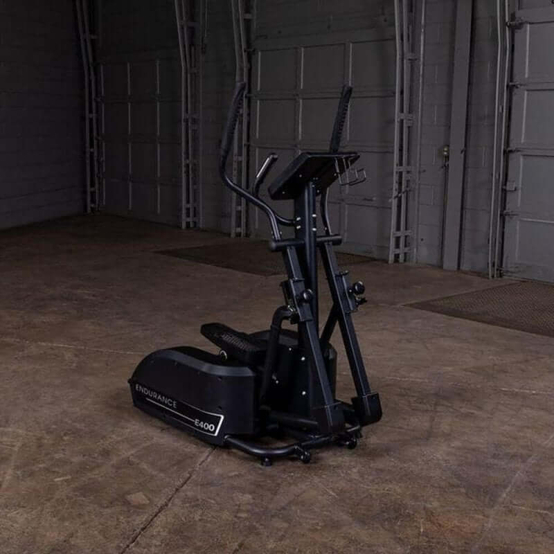 Body-Solid Endurance Center Drive Elliptical E400 - Set up in a room with gray metal walls