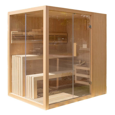 Canadian Hemlock Indoor Wet Dry Sauna with LED Lights - 4.5 kW UL Certified Heater - 4-6 Person -