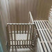 Canadian Hemlock Wet Dry Indoor Sauna - 6 kW UL Certified Heater - 6 Person - View of heater place from inside