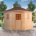 Canadian Hemlock Wet Dry Outdoor Sauna with Asphalt Roof - 6 kW UL Certified Heater - 5 Person - Sauna in the backyard