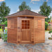 Canadian Red Cedar Wet Dry Outdoor Sauna with Asphalt Roof - 8 kW UL Certified Heater - 8 Person - At the backyard