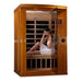 Dynamic Venice 2-Person Low EMF FAR Infrared Sauna (Canadian Hemlock) - sauna with a woman sitting inside door open photo