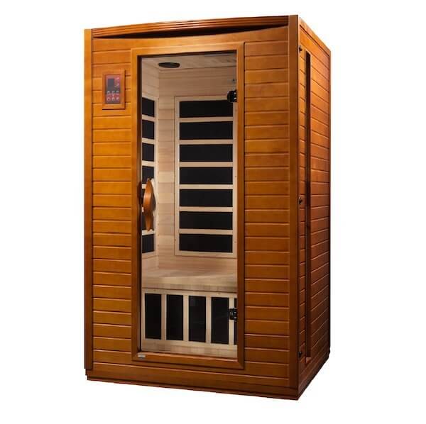 Dynamic Versailles 2-Person Low EMF FAR Infrared Sauna - side view photo of the product with glass door with visible interiors