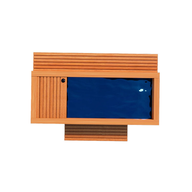 Medical Frozen 8 Cold Plunge - a wooden rectangular object with a blue water in it top view