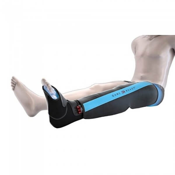 Game Ready Full Leg Boot Wrap - 3D image of a person wearing full leg boot wrap on one leg