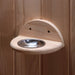 Golden Designs 3-Person Full Spectrum Sauna - Wooden part with metal circle attached to the wall